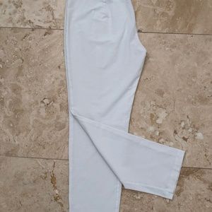 EILEEN FISHER Washable Stretch Crepe Ankle Pant in White size Medium